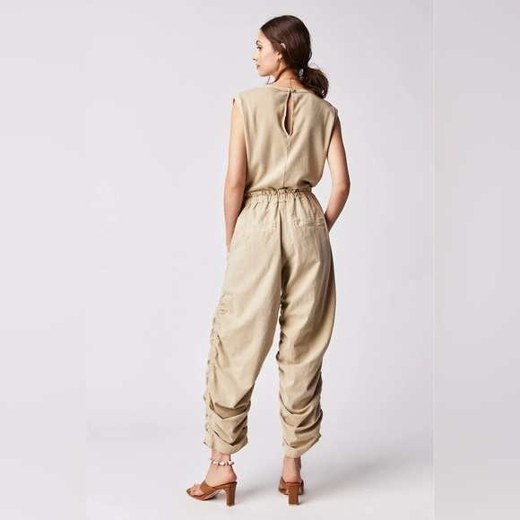 FREE PEOPLE Mixed Media Tan Jumpsuit S - Picture 2 of 7